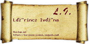 Lőrincz Ivána névjegykártya