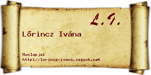 Lőrincz Ivána névjegykártya